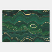 Green en Gold Malachite Gemstone Inpakpapier Vel (Voorkant 3)