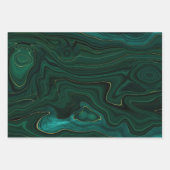 Green en Gold Malachite Gemstone Inpakpapier Vel (Voorkant 2)