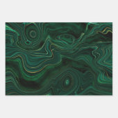 Green en Gold Malachite Gemstone Inpakpapier Vel (Voorkant)