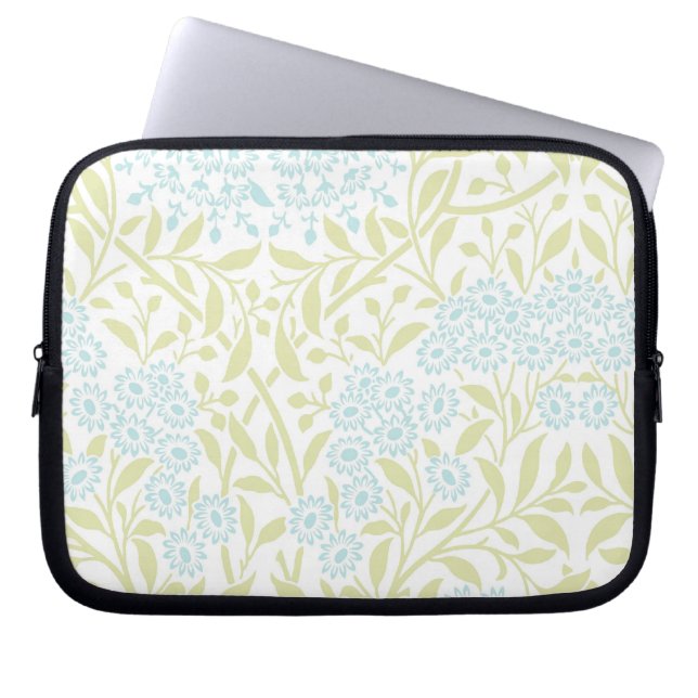 Green en Mint Floral Damask Pattern Laptop Sleeve (Voorkant)