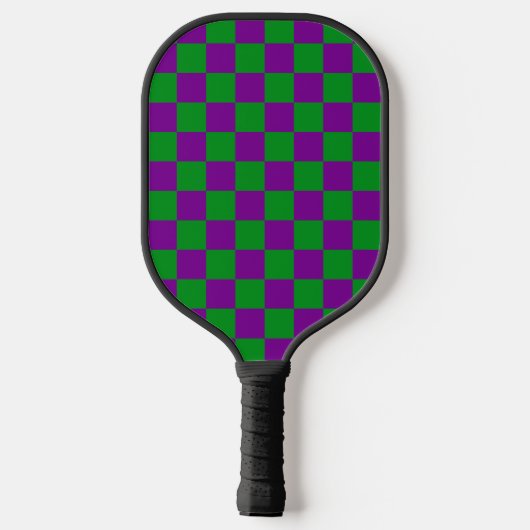 GREEN EN PAARSE MARDI GRAS GECONTROLEERD PATROON PICKLEBALL PADDLE (Achterkant)