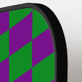 GREEN EN PAARSE MARDI GRAS GECONTROLEERD PATROON PICKLEBALL PADDLE (Links Detail)