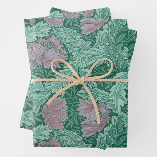 Green en Red Wreath Pattern (door William Morris) Inpakpapier Vel (In situ)