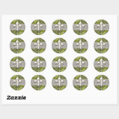 Green en Silver Filigree Swirls Fleur de Lis Ronde Sticker (Vel)