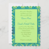 Green en Turquoise Damask Wedding Invitation Kaart (Achterkant)