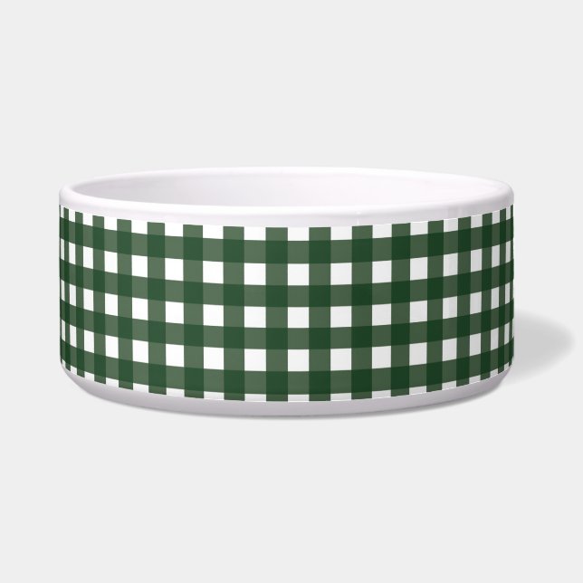 Green en White Gingham Voerbakje (Voorkant)
