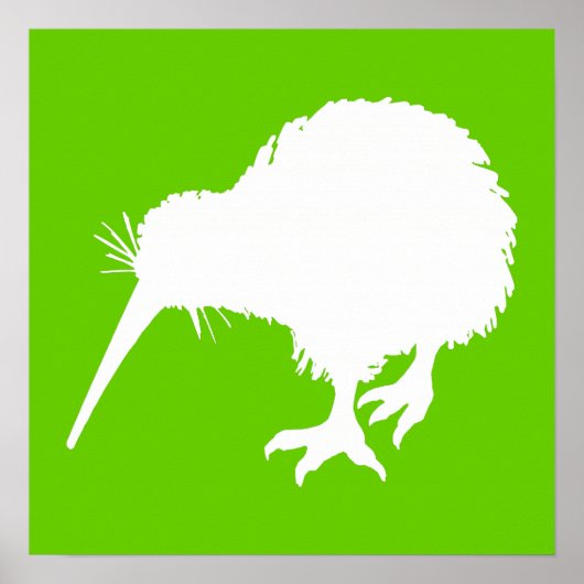 Green en White Kiwi Poster (Voorkant)