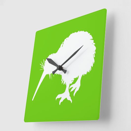 Green en White Kiwi Vierkante Klok (Hoek)