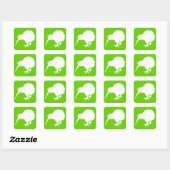 Green en White Kiwi Vierkante Sticker (Vel)