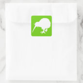 Green en White Kiwi Vierkante Sticker (Tas)