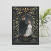 Green Enchanted Raven Wedding Dank je wel kaart (Staand voorkant)