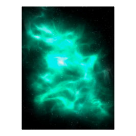 Green Energy Galaxy Art Glansy Poster