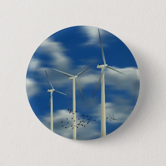 Green Energy Wind Turbine Ronde Button 5,7 Cm (Voorkant)