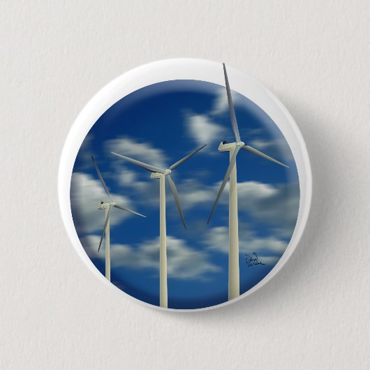 Green Energy Wind Turbine Ronde Button 5,7 Cm (Voorkant)