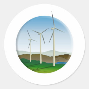 Green Energy Wind Turbine Ronde Sticker