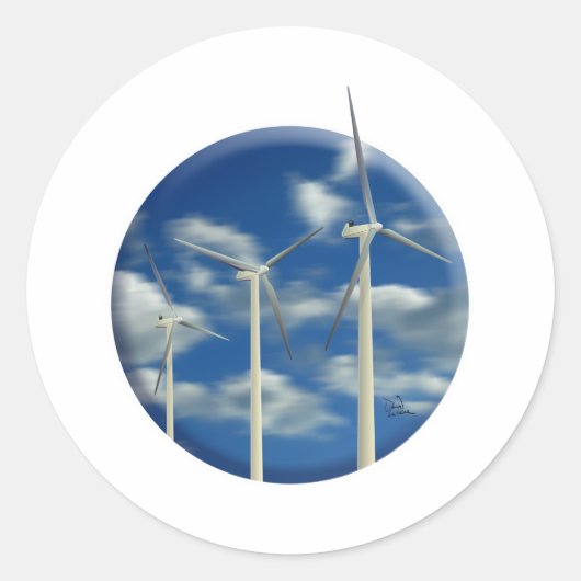 Green Energy Wind Turbine Ronde Sticker (Voorkant)