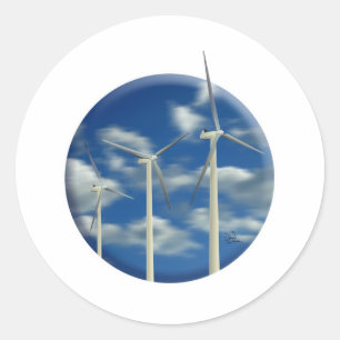 Green Energy Wind Turbine Ronde Sticker