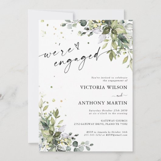 Green Engagement Party Uitnodiging (Voorkant)