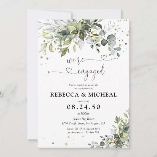 Green Engagement Party Uitnodiging (Voorkant)