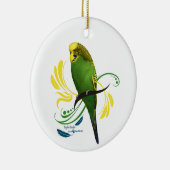 Green English Budgie Keramisch Ornament (Rechts)