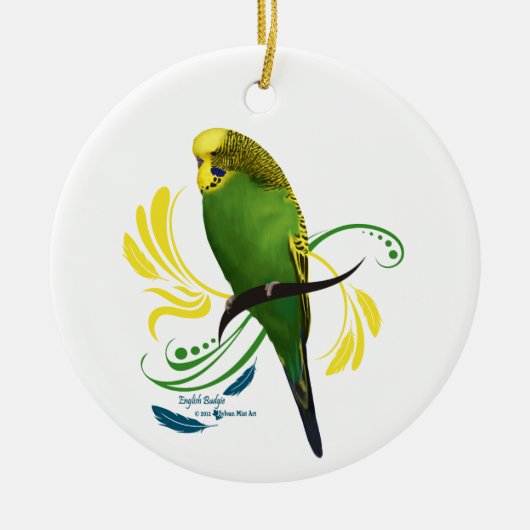 Green English Budgie Keramisch Ornament (Voorkant)