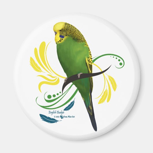 Green English Budgie Magneet (Voorkant)