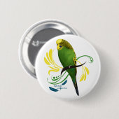 Green English Budgie Ronde Button 5,7 Cm (Voorkant /achterkant)