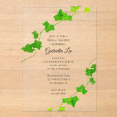 Green English Ivy Vine Vrijgezellenfeest Acryl Uitnodigingen (Voorkant)