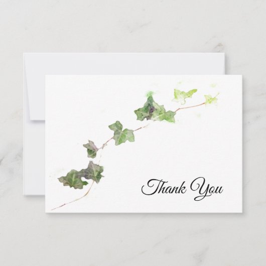 Green English Ivy Vine Waterverf Dank u Kaart (Voorkant)