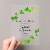 Green English Ivy Vine Wedding Sla de datum op Acryl Uitnodigingen (Insitu (Draagbaar))