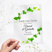 Green English Ivy Vine Wedding Sla de datum op Acryl Uitnodigingen