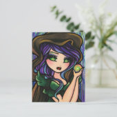 Green Envy Magic Forest Fantasy Art Girl Briefkaart (Staand voorkant)