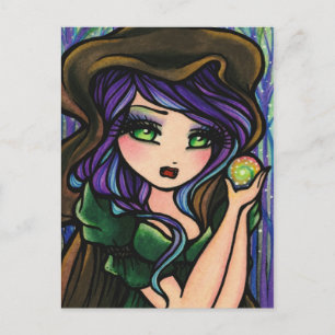 Green Envy Magic Forest Fantasy Art Girl Briefkaart