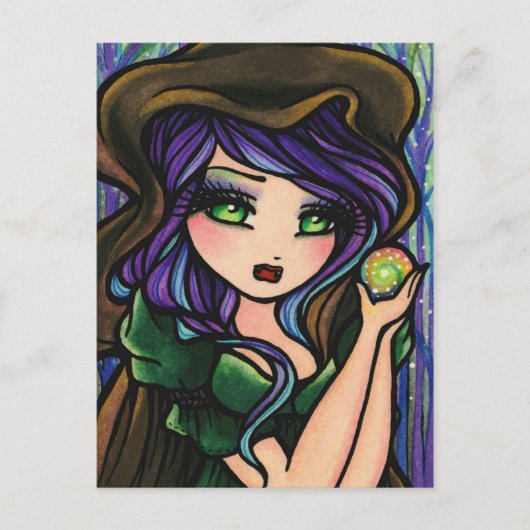 Green Envy Magic Forest Fantasy Art Girl Briefkaart (Voorkant)