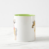 Green Equestrian Girl Tweekleurige Koffiemok (Center)