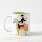 Green Equestrian Girl Tweekleurige Koffiemok (Links)