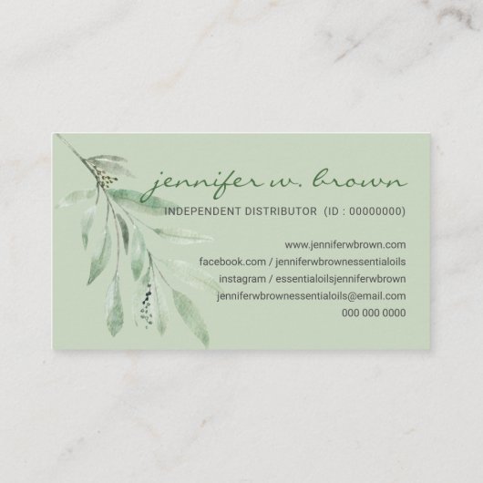 Green Essential Oils Add your custom logo floral Visitekaartje (Achterkant)