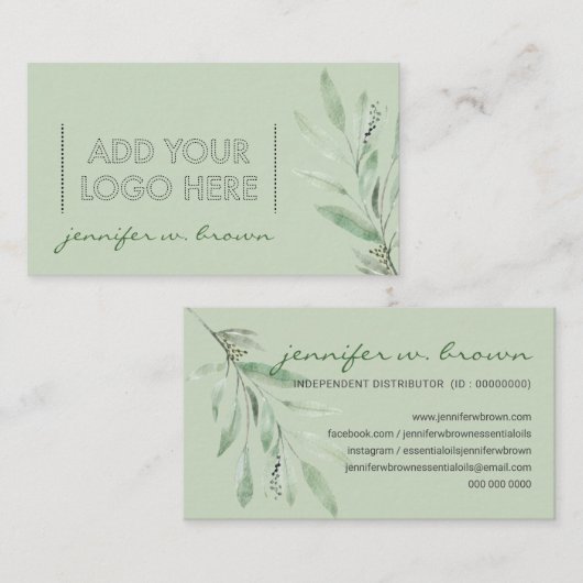 Green Essential Oils Add your custom logo floral Visitekaartje (Voorkant / Achterkant)