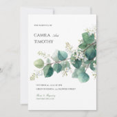 Green Eucalyptus Botanical Boho Watercolor Wedding Kaart (Voorkant)