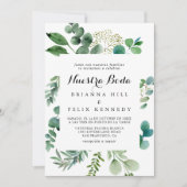 Green Eucalyptus Calligraphy Nuestra Boda Wedding Kaart (Voorkant)