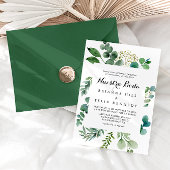 Green Eucalyptus Calligraphy Nuestra Boda Wedding Kaart