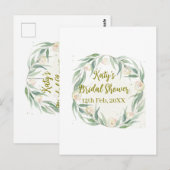 Green eucalyptus floral bridal shower name date go briefkaart (Voorkant / Achterkant)