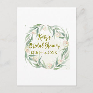 Green eucalyptus floral bridal shower name date go briefkaart