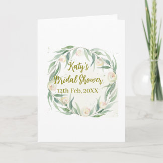 Green eucalyptus floral bridal shower name date go kaart