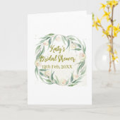 Green eucalyptus floral bridal shower name date go kaart (Gele Bloem)