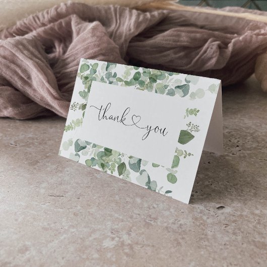 Green Eucalyptus Folded Weddenschap Hartelijk dank Bedankkaart