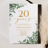 Green Eucalyptus Gold 20th Wedding Anniversary Kaart
