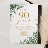 Green Eucalyptus Gold 90th Birthday Party Kaart