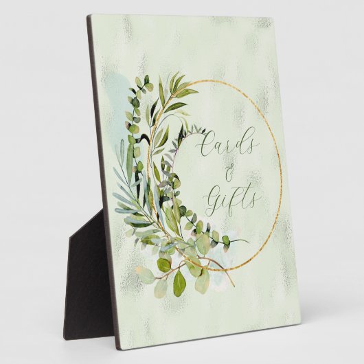 Green Eucalyptus Greenery Gold Lijst Fotoplaat (Zijkant)