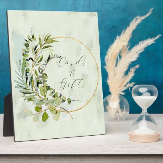 Green Eucalyptus Greenery Gold Lijst Fotoplaat (Zijkant)